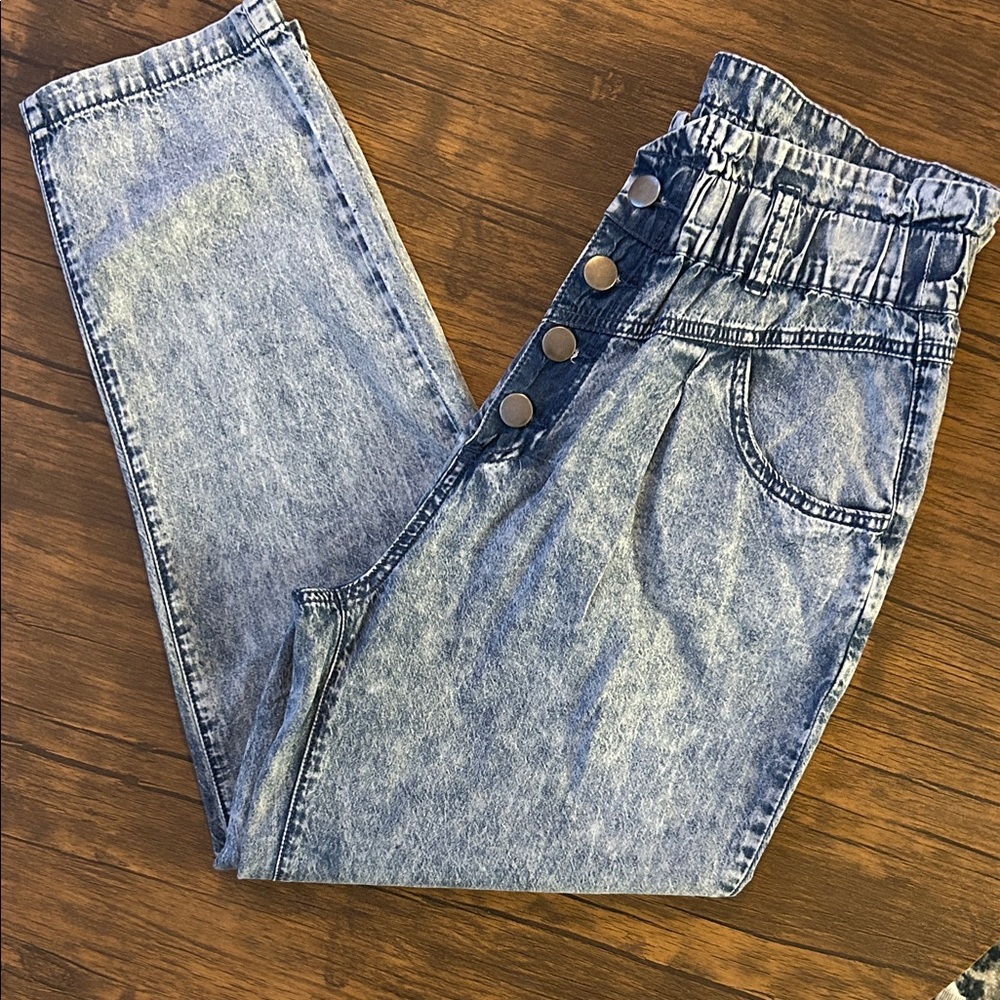 Easel Los Angeles Paperbag Waist Jeans Size Small | Button Fly | NWT
